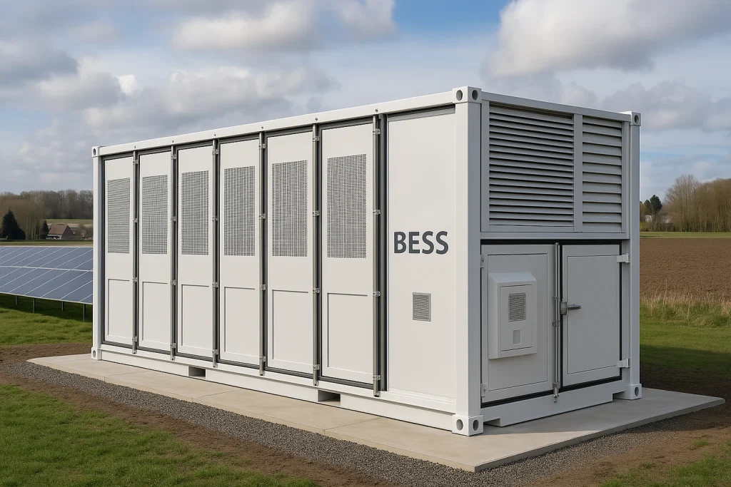 Commerciële BESS-opstelling voor bedrijfsenergiebeheer